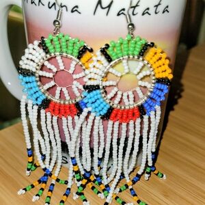 Multicolor Beaded Hoop Earrings